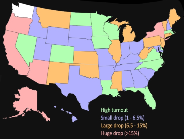 2012 vs. 2008 turnout (estimate)